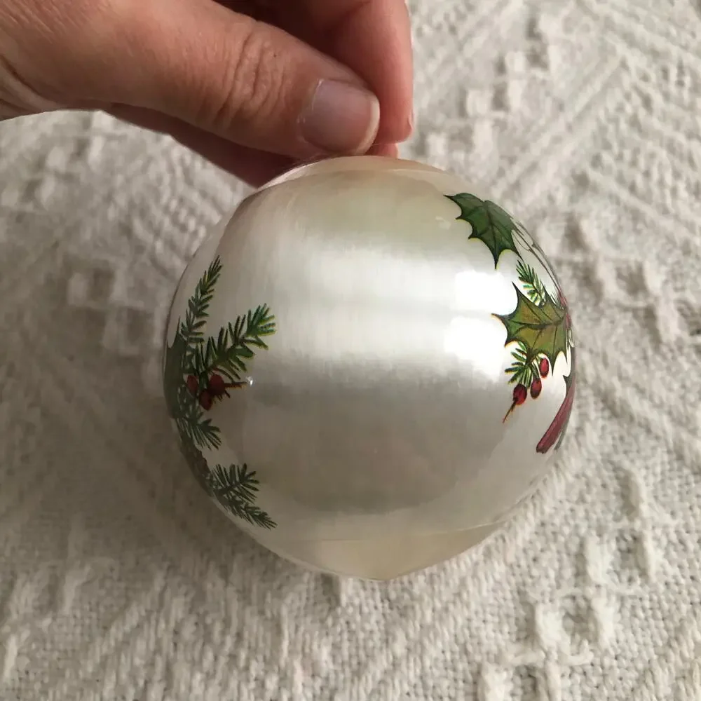 Vintage Satin Thread Ornament Cardinal Holly Pinecone 3